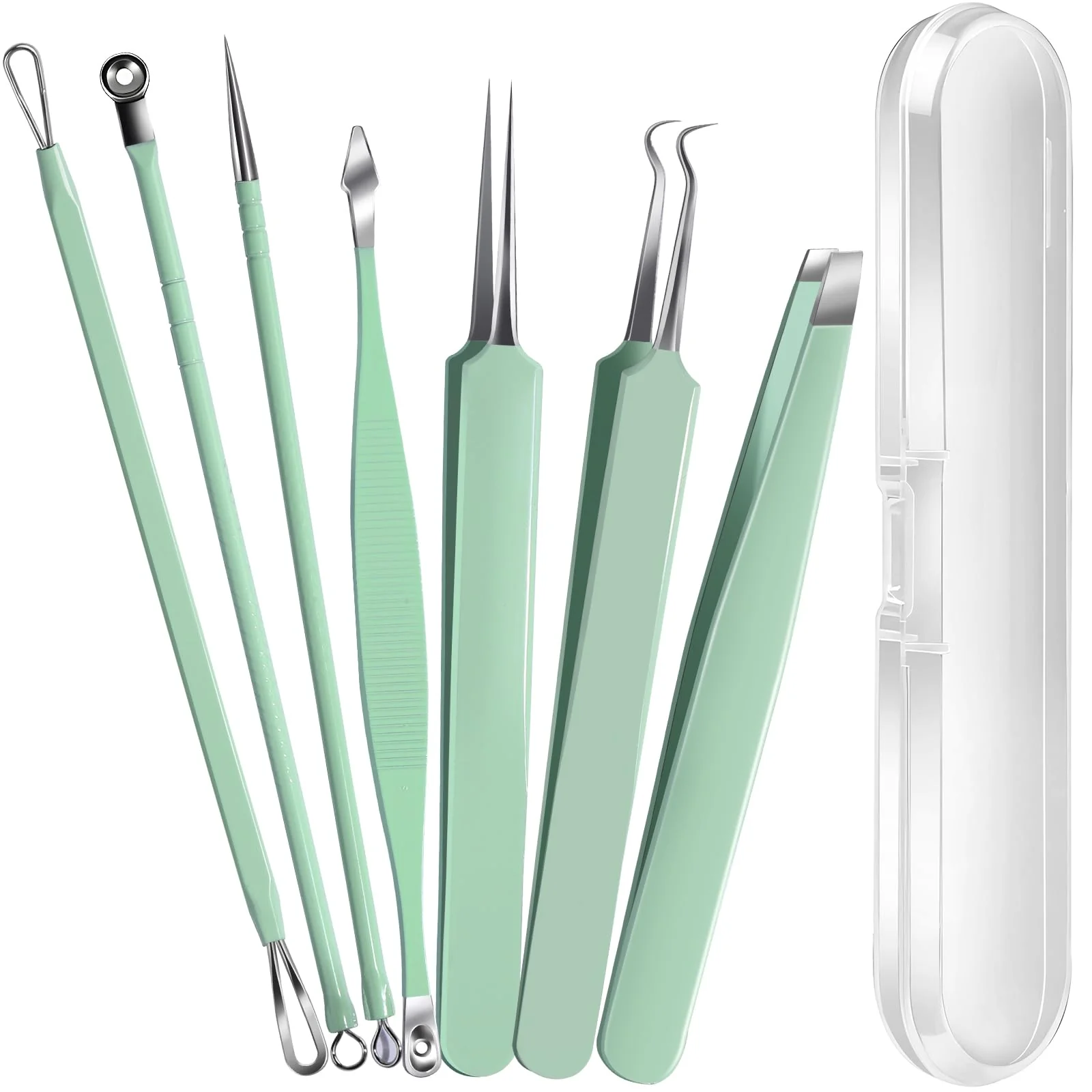 Crafted Teenitor 7 Pcs Surgical Grade Blackhead Remover Tools and Pimple Popper Tool Kit Ingrown Hair Tweezers Blackhead Tweezers Precision Tweezers Versatile