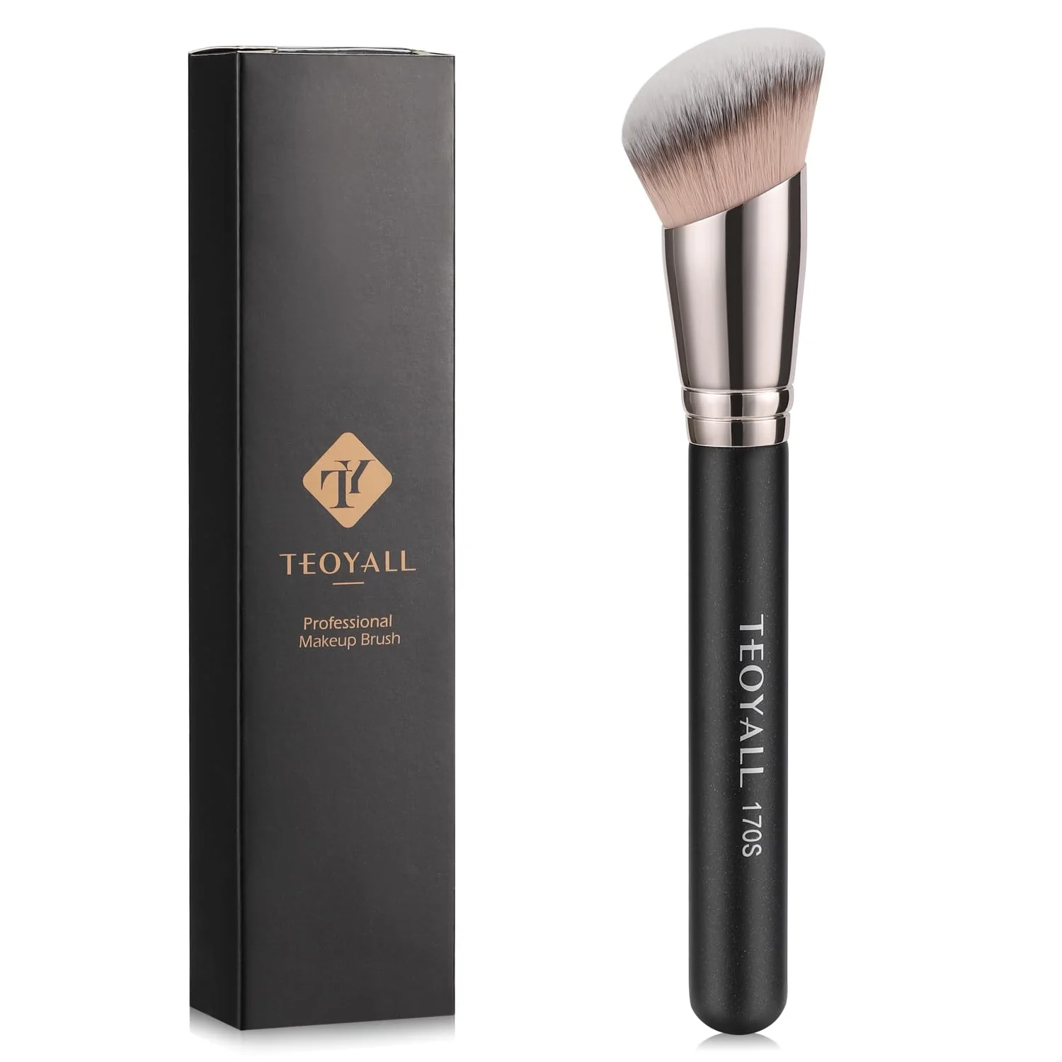 Optimized TEOYALL Flat Top Concealer Blush Brush Synthetic Kabuki Brush for Blending Setting Buffing with Liquid Cream and Powder Cosmetic Flat Top Brush Fast