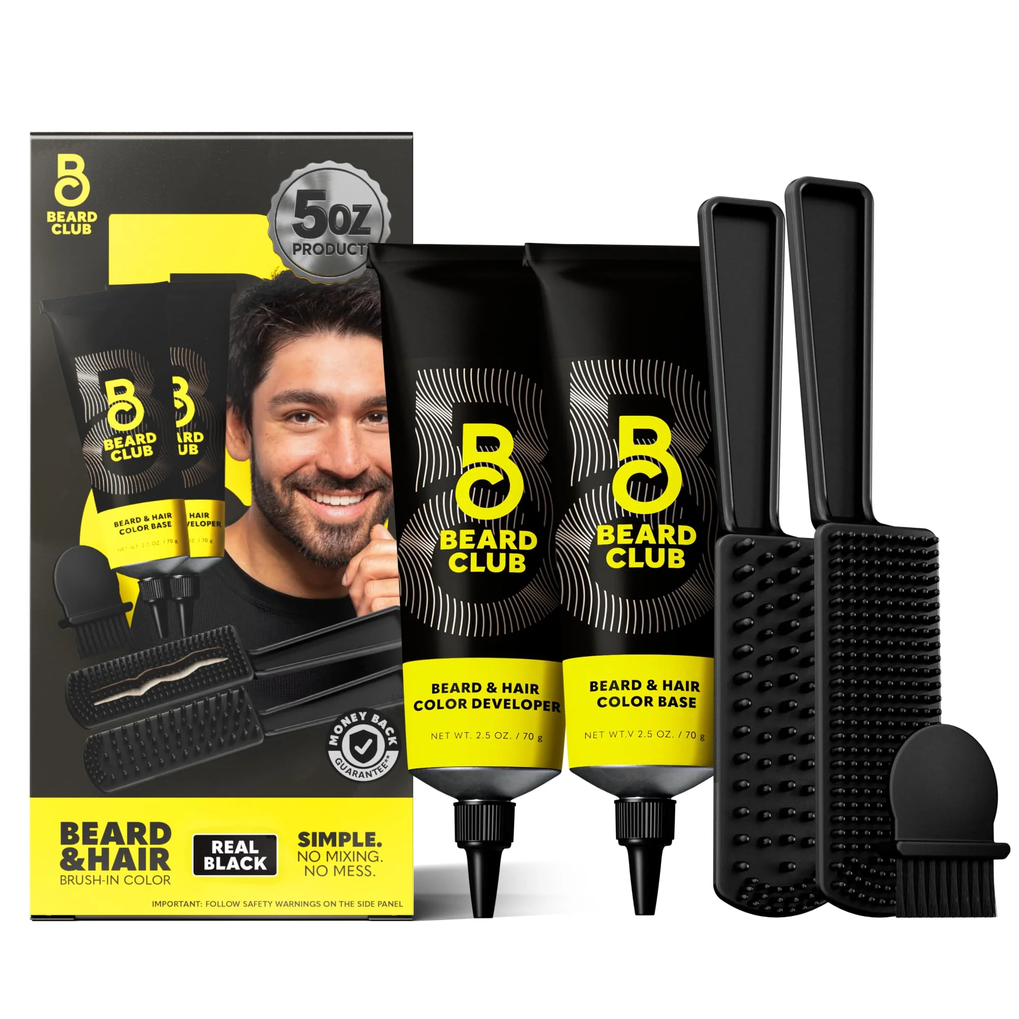Practical The Beard Club Permanent Hair Beard Dye for Men - Professional Quality Mustache Dye Hair Color for Men Covers Grays All in One Reusable 5 Minute Unique