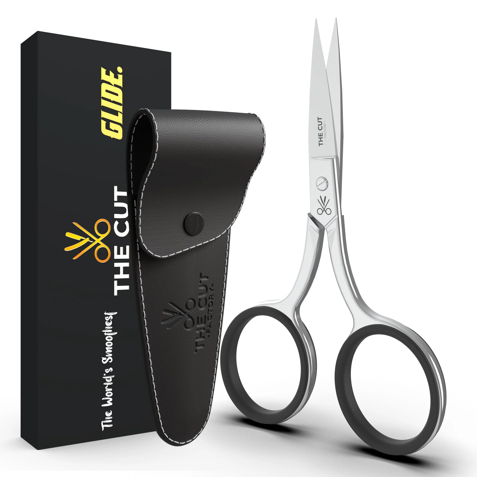 Effective The Cut Factory® Precision Facial Hair Scissor - Premium Stainless Steel Grooming Tool for Eyebrows Mustache Beard - One Tool All Power - No Powerful