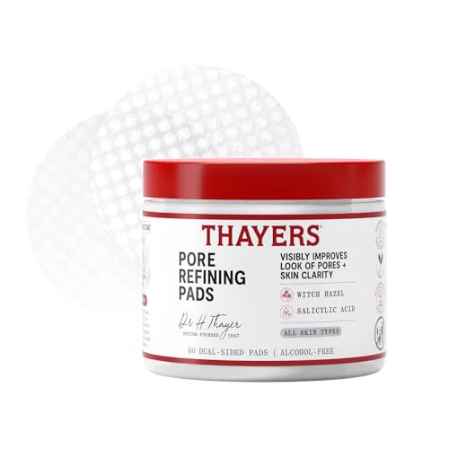 Selected Thayers Pore Refining Toner Pads Dual-Sided Exfoliating Pads with Witch Hazel Salicylic Acid Hyaluronic Acid to Improve Look of Pores and Skin Versatile