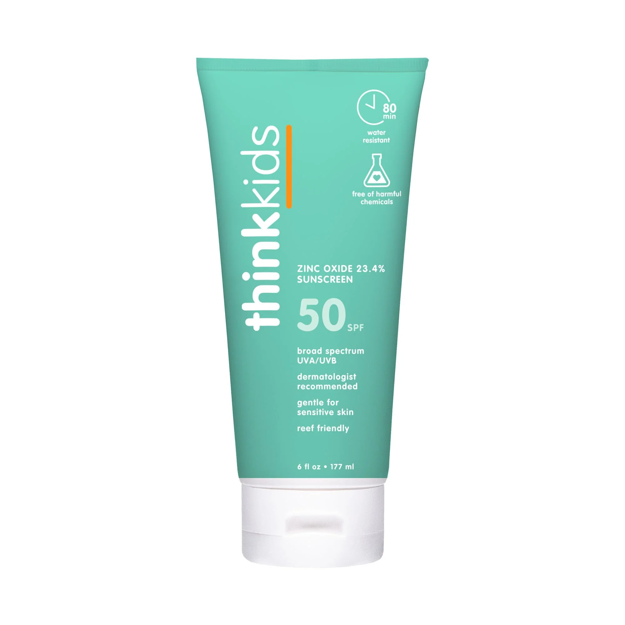 Crafted Thinkkids SPF 50 Mineral Sunscreen 6 Fl Oz - Safe Natural Baby Mineral Sunscreen for Children - Water Resistant Sun Cream - Broad Spectrum UVA UVB Soft