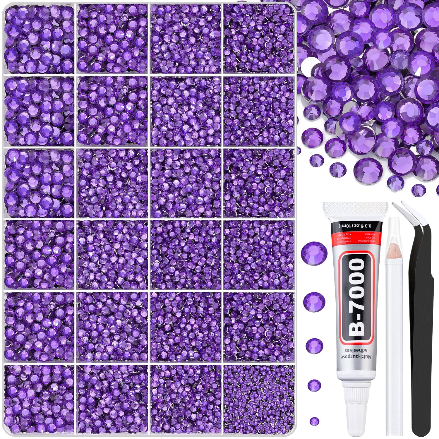 Optimized 30000Pcs Dark Purple Rhinestones for Bedazzling with B7000 Jewelry Glue Bedazzler Kit Flatback Gems Resin Rhinestones for Crafting Crafts Clothing Functional