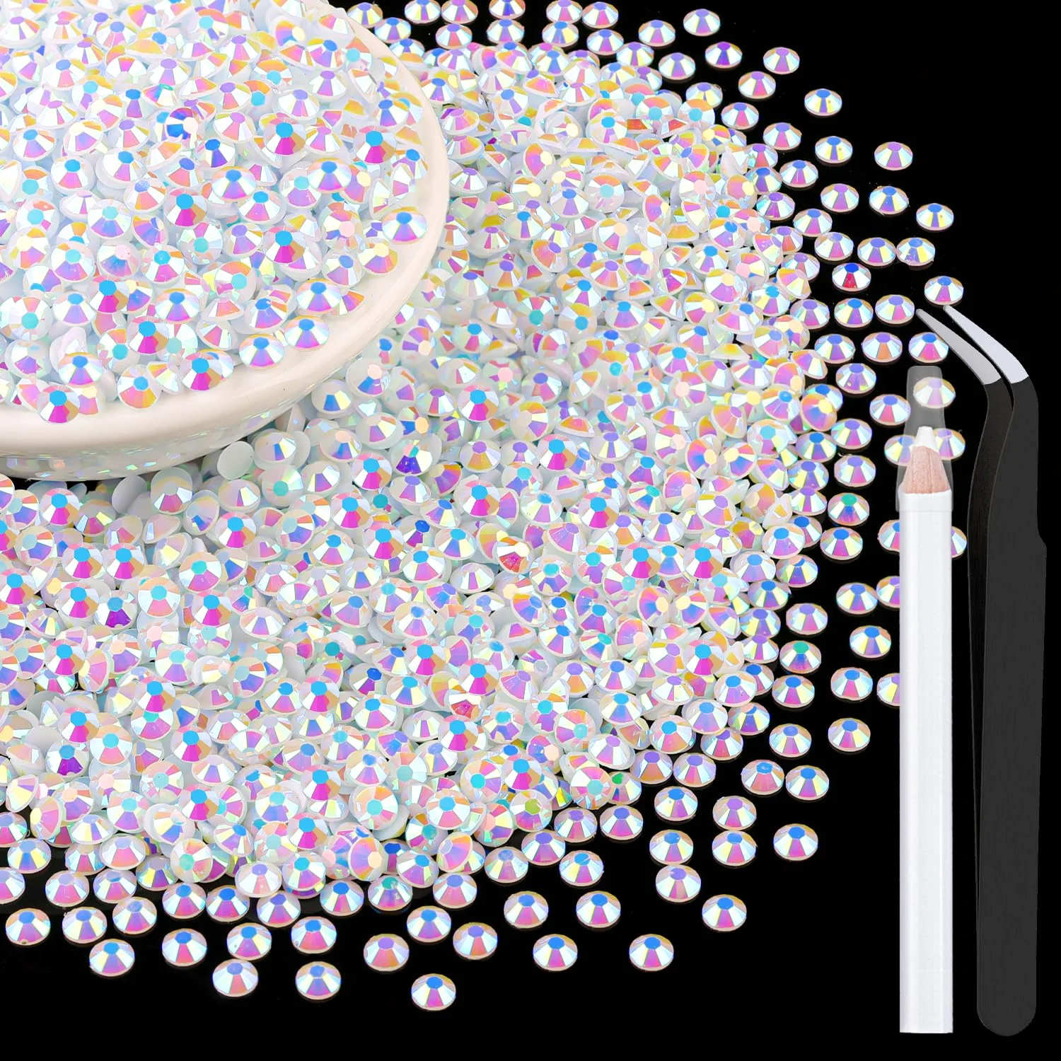 Long-Lasting 5000Pcs 4mm Resin Jelly Rhinestones for Crafting White AB Flatback Gems Bedazzling Crystal Bulk for DIY Crafts Clothing Tumblers Shoes Nail Art Pure