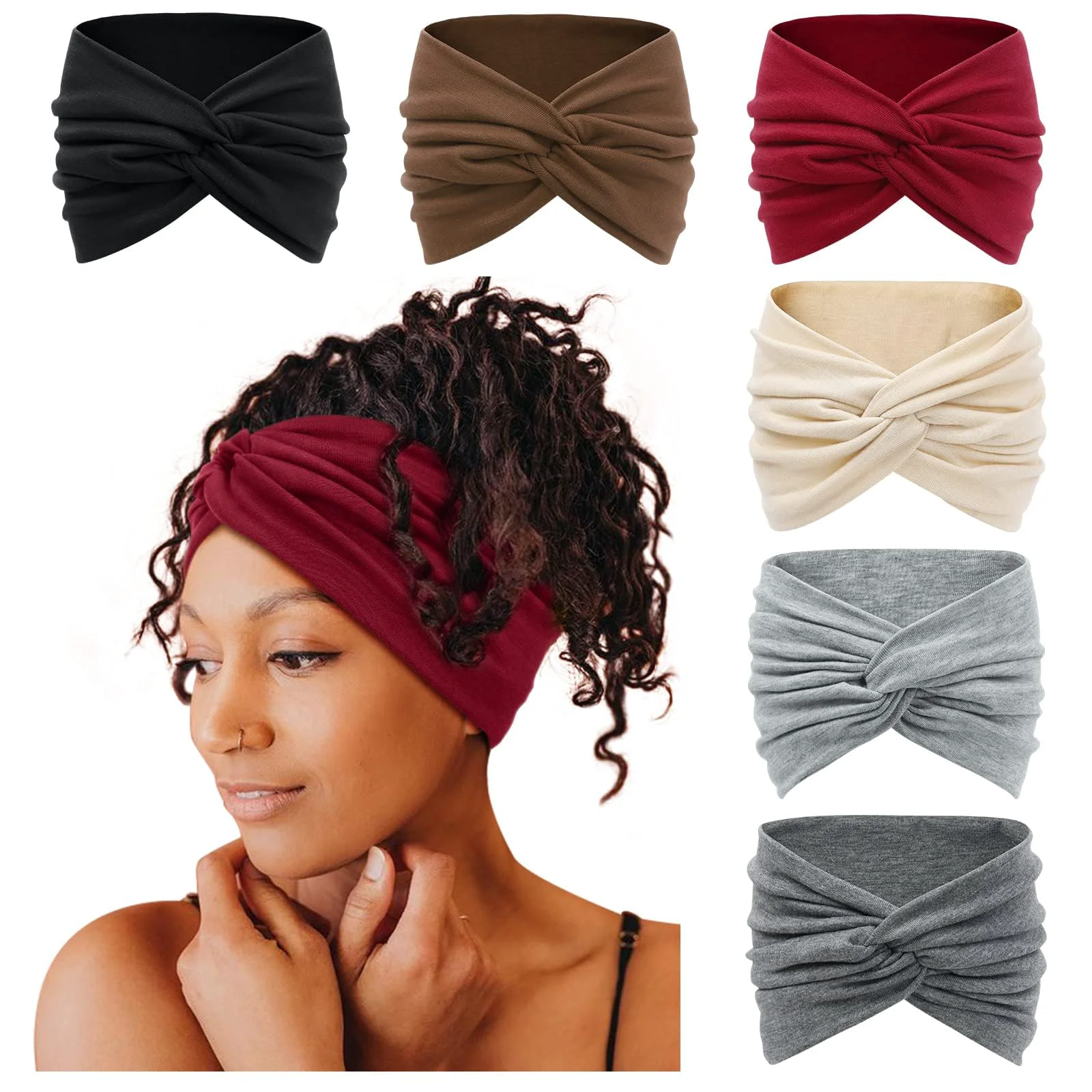 Prestigious Tobeffect 7'' Extra Wide Headbands for Women Large Thick Turban Head Wrap Headband Boho Bandana Head Bands for Women's Hair Non Slip Workout Yoga Long-Lasting