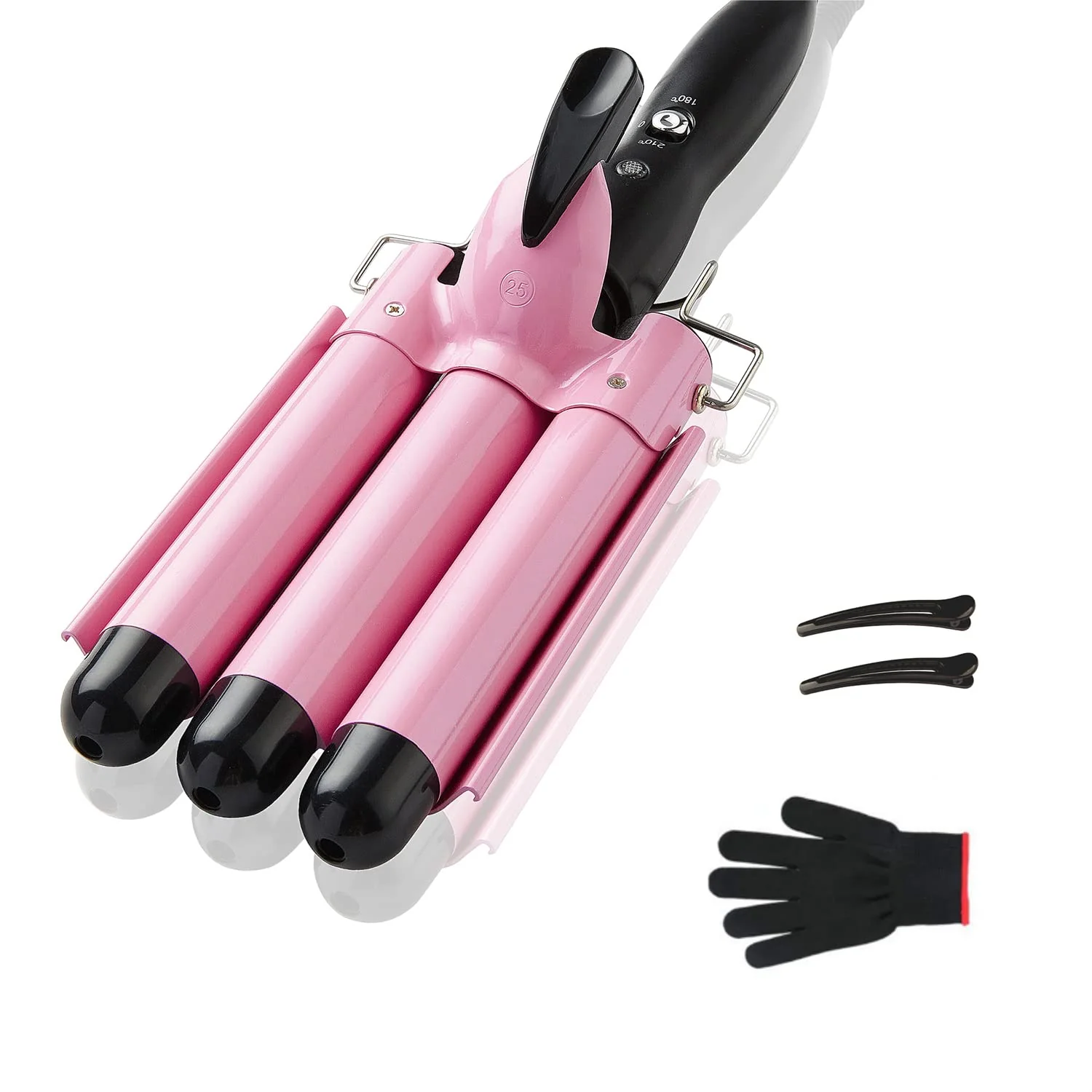 Efficient TOP4EVER 3 Barrel Curling Iron 1 inch Crimper Hair Tool Crimping Waver for Women Beach Waves with Two Temperature Settings Pink Exclusive