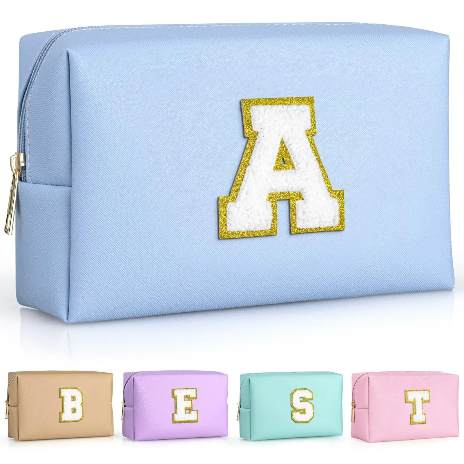 Efficient TOPEAST Personalized Makeup Bags for Women Chenille Letter Pouch Cosmetic Bag with Zipper Travel Toiletry Bag Monogrammed Birthday Gift Selected