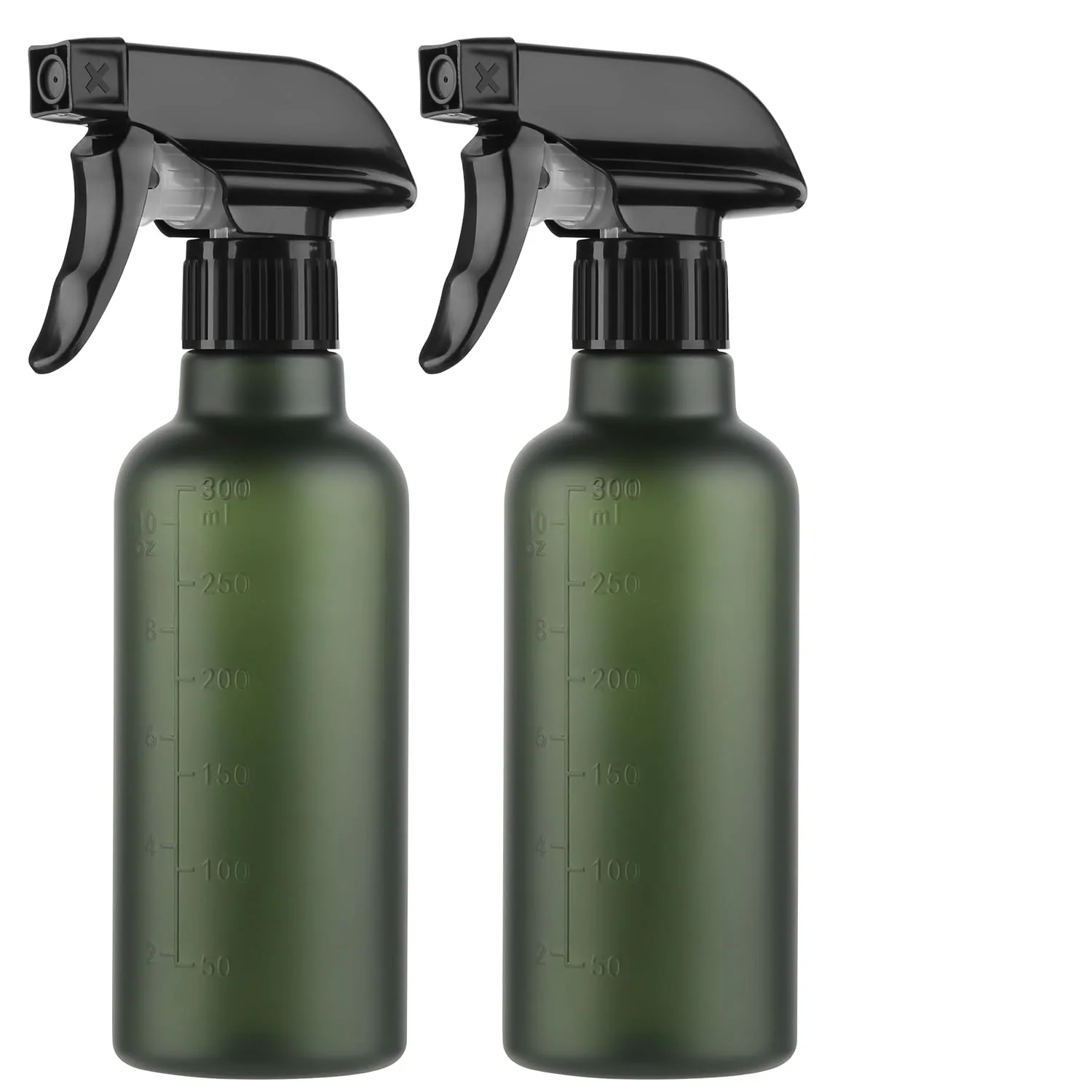 TTTred Leakproof Spray Bottles 2 Pack 10 oz Adjustable Fine Mist Jet Stream Nozzle Premium BPA- Frosted Plastic Multi-Purpose for Hair Pure