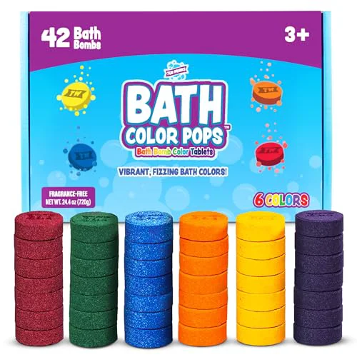 Dependable Tub Works® Bath Color Pops™ Moisturizing Kids Bath Bombs 42 Count Bath Bomb Refills for Bath Color Brush Nontoxic Fragrance- 6 Unique Artisan