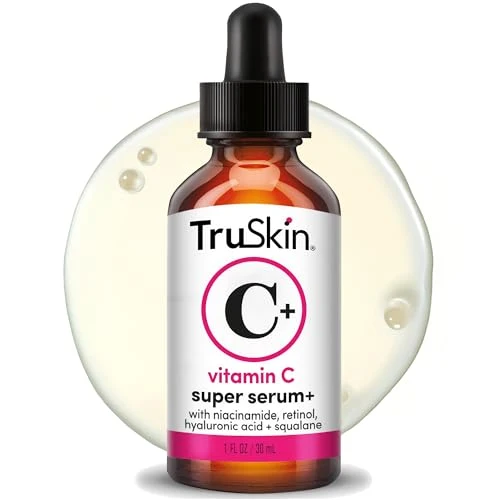 Fine TruSkin Vitamin C Super Serum for Face - Five Skin Benefits in One Serum with Vitamin C Retinol Niacinamide Hyaluronic Acid Squalane - Brighten Pure