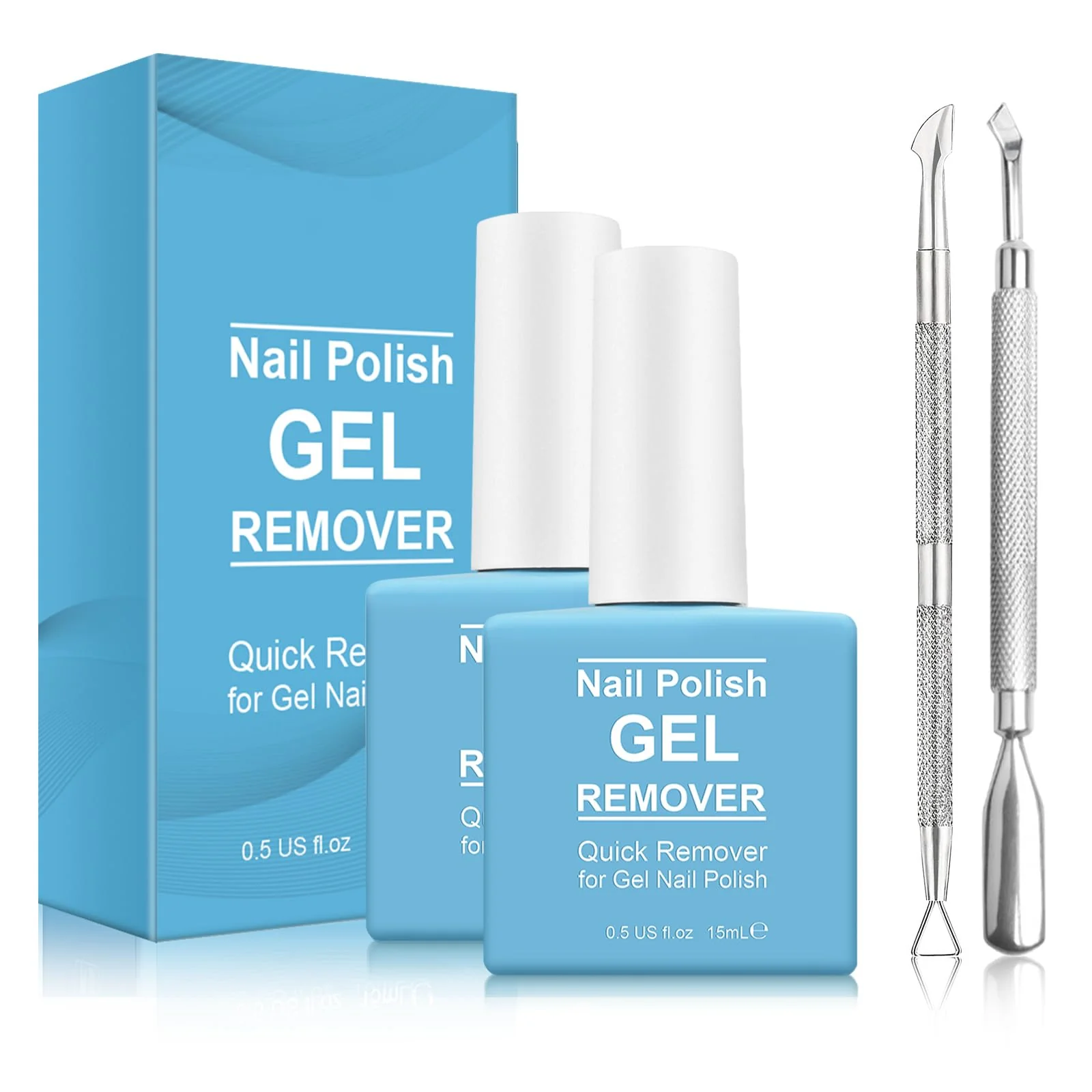 Convenient 2 Pack Gel Nail Polish Remover Gel Polish Remover for Nails Easily Soak-Off Gel Polish in 2-5 Minutes - Safe No Need For Foil Soaking Or Lightweight