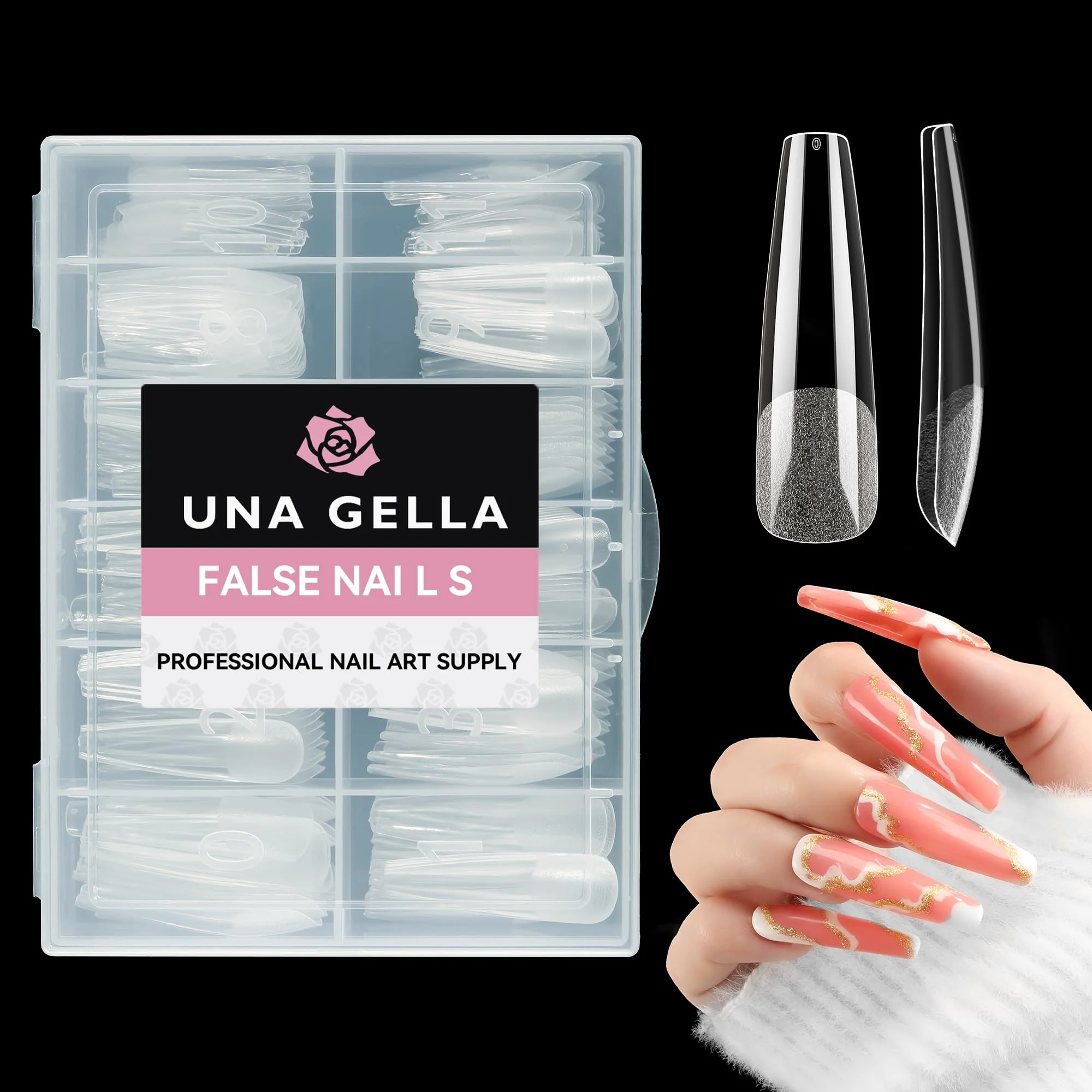 Certified UNA GELLA Extra Long Coffin Nail Tips XXL Soft Gel Nail Tips Coffin 120pcs Pre-shape Press On Nails No C Curve Full Cover Ballerina Nail Tip Clear Official