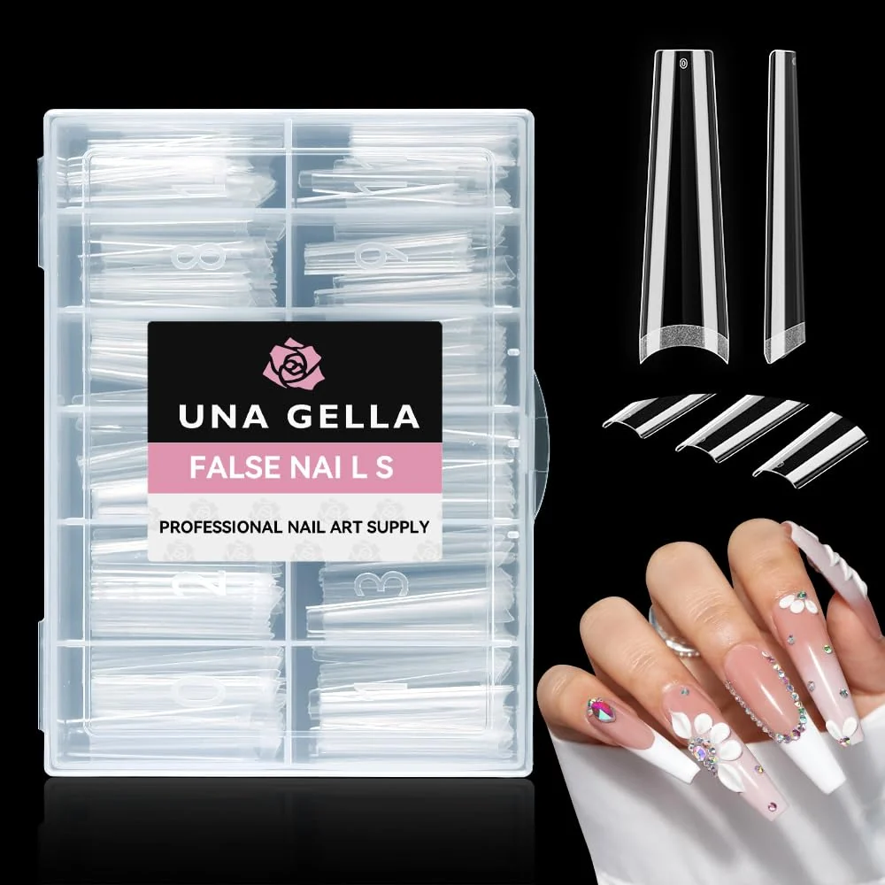 Recyclable UNA GELLA Coffin Fake Nails Tips Extra Long 216 PCS XXL Coffin Acrylic Fake False Nails Tips Long Ballerina Nail Tips with Box for Nail Salons Superior
