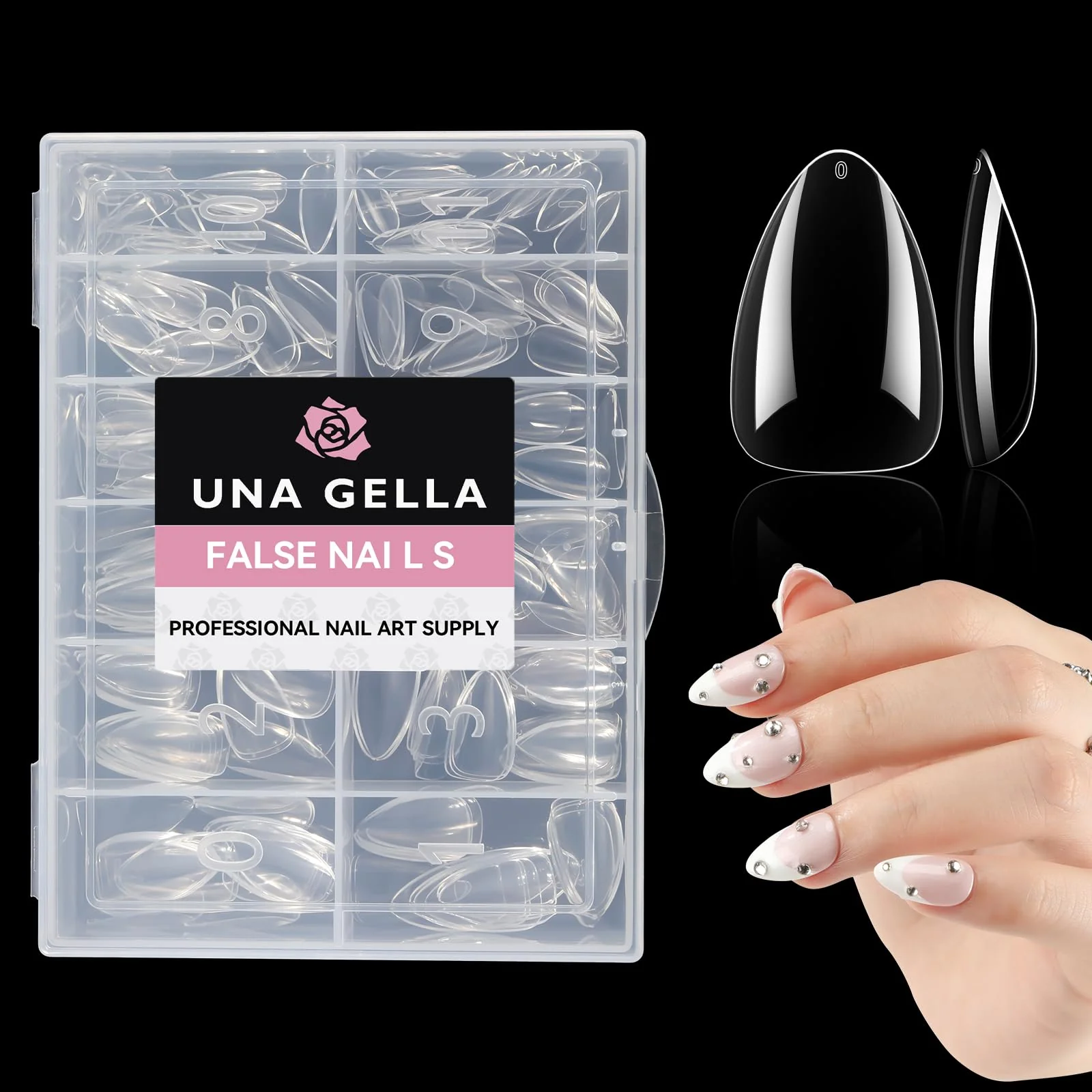 Specialty UNA GELLA Short Almond Nail Tips Pre-shape Short Almond Gel Nail Tips 216pcs Press on Nails 12 Sizes Soft Gel Acrylic Clear Fake Full Cover for Nails Solid