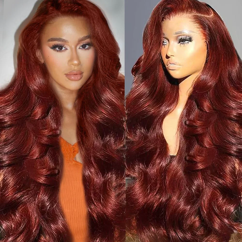 Natural Uveous 13x6 Reddish Brown Lace Front Wigs Human Hair Body Wave Reddish Artisan