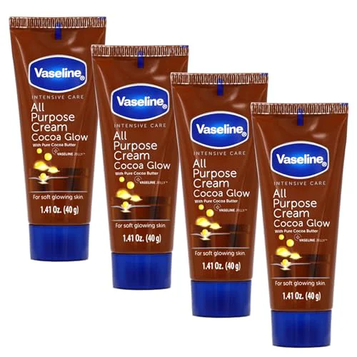 Next-Generation Vaseline All Purpose Cream Cocoa Glow with Pure Cocoa Butter 4-Pack 1.41 FL Oz Each 4 Tubes Consistent