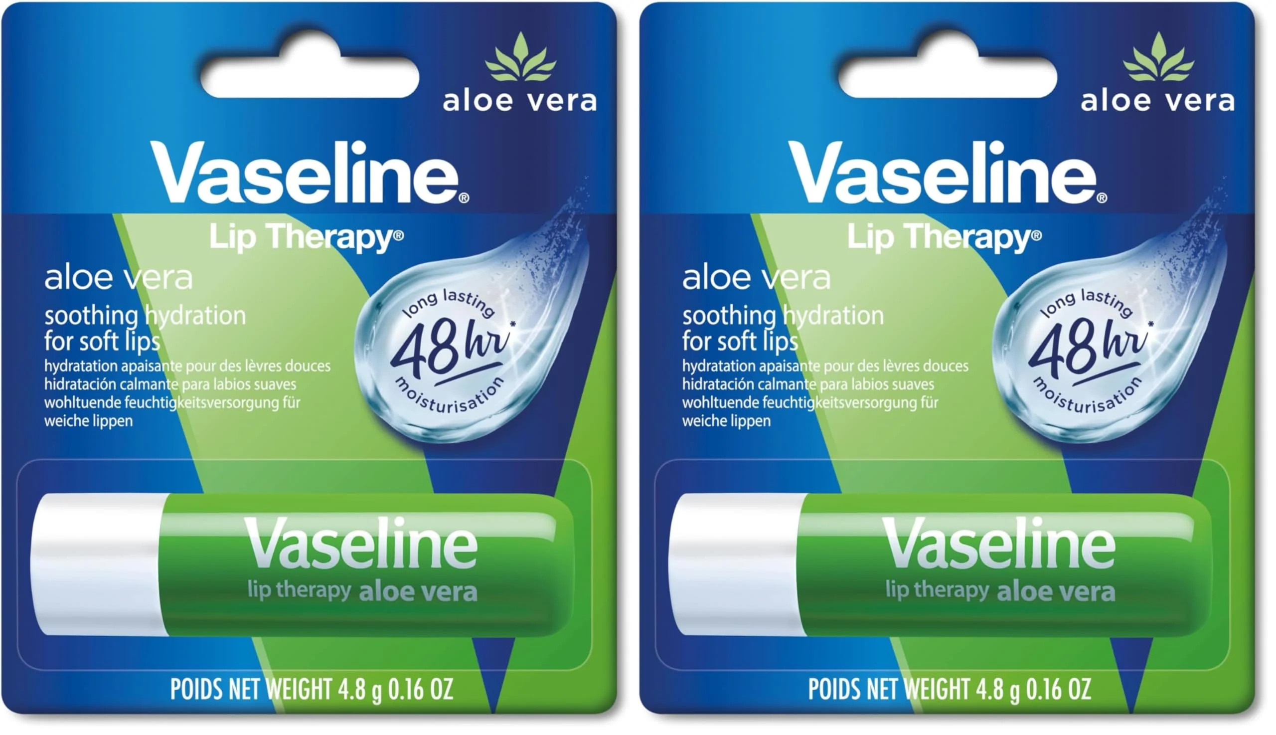 Verified Vaseline Aloe Fresh Lip Therapy Stick- .16 oz Pack of 2 Trendy