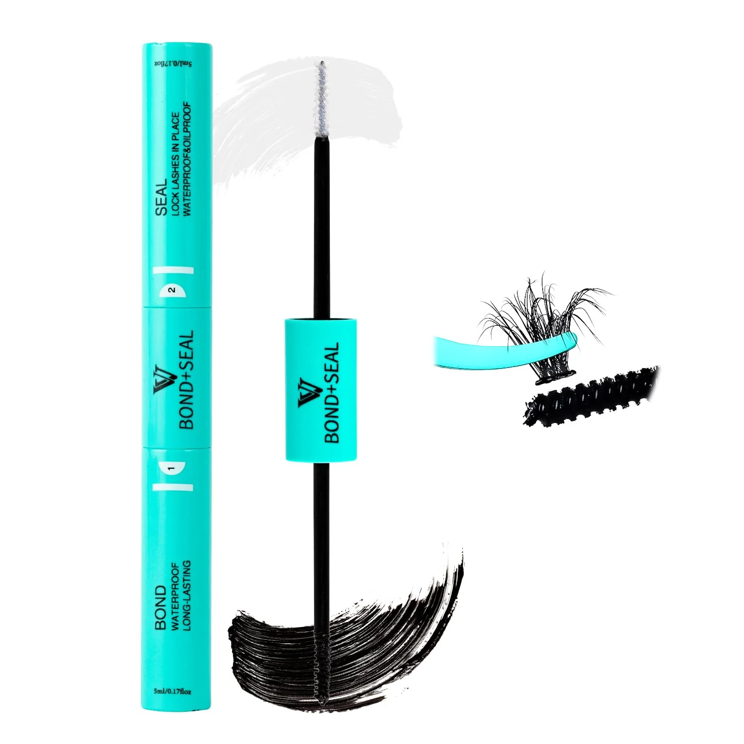 Practical VAVALASH Lash Bond and Seal Waterproof Lash Glue 2 in 1 Long Lasting Lash Clusters Bond for Eyelash Extensions Strong Hold Waterproof Adhesive Easy-to-Use
