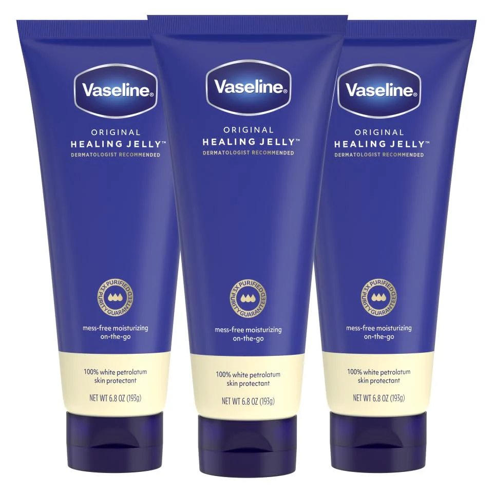 Premium Material Vaseline Healing Jelly 3 Pack White Petrolatum Skin Protectant for Mess- Moisturizing On-the-Go with 3x Purified Purity Solid