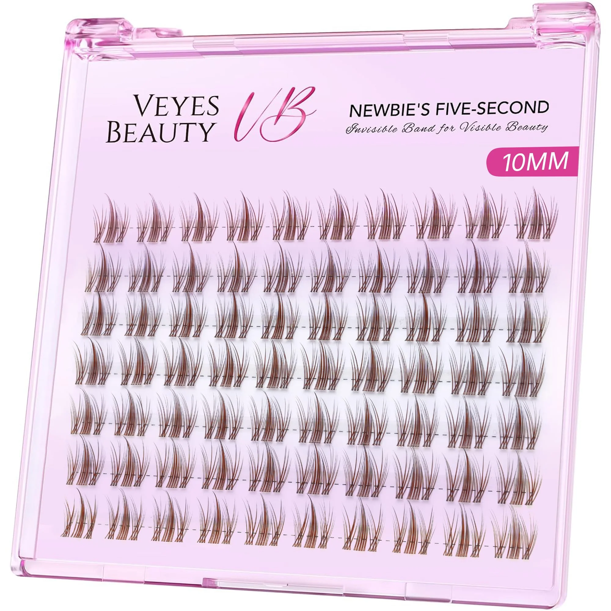 Premium VEYESBEAUTY Brown Manga Lash Clusters Eyelash Extensions Thin Invisible Band DIY Individual False Eyelashes Newbie's Five-Second Series Wispy Lash Next-Generation