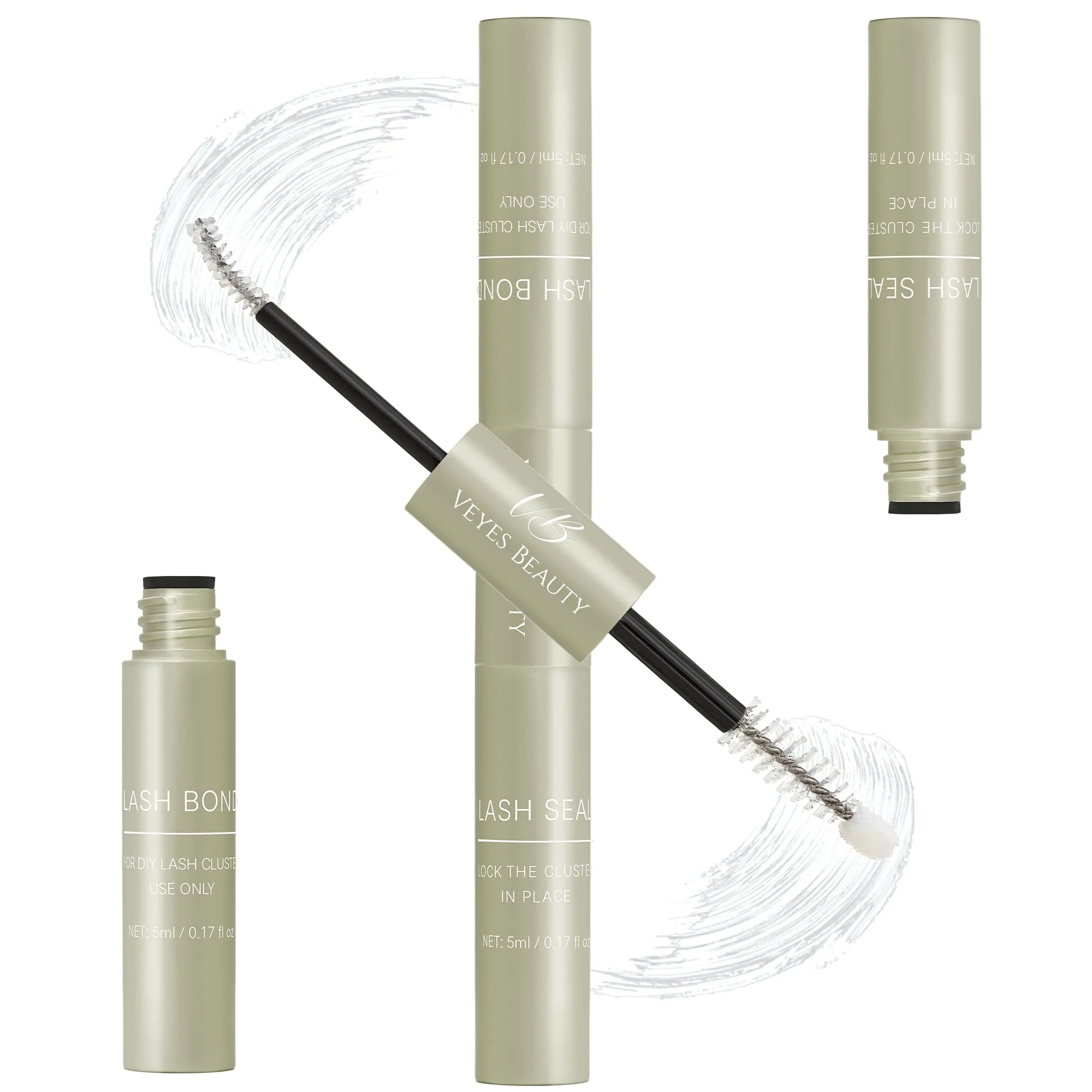 Reliable VEYESBEAUTY Lash Bond and Seal Waterproof 2 in 1 Cluster Lash Glue for Eyelash Extensions Long Lasting Strong Hold Individual Eyelash Glue Elite