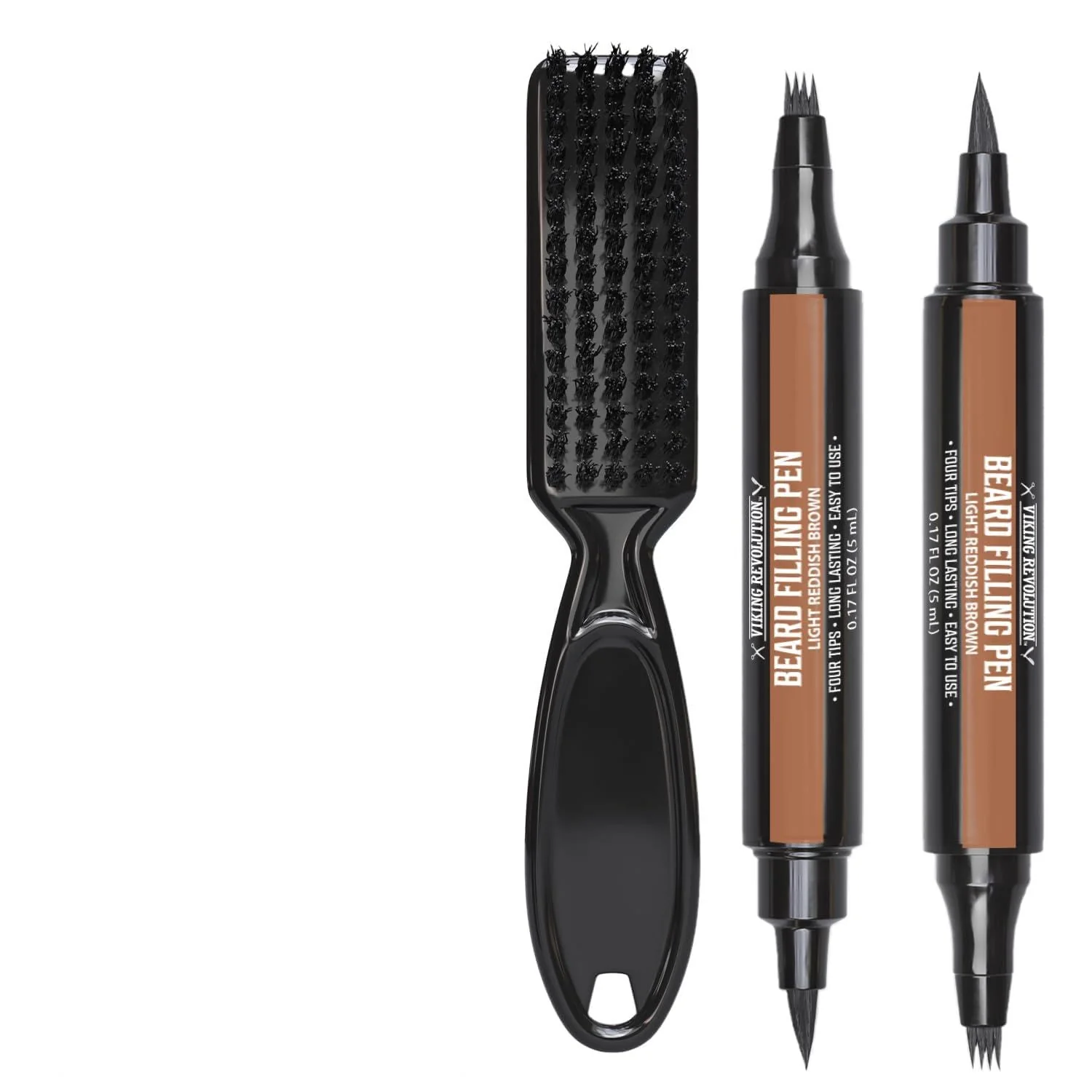 Genuine Viking Revolution Beard Pen 2 Pack - Light Reddish Brown Beard Pencil Filler for Men - Beard Filler for Men Waterproof Beard Filling Pen Kit - Long Quality