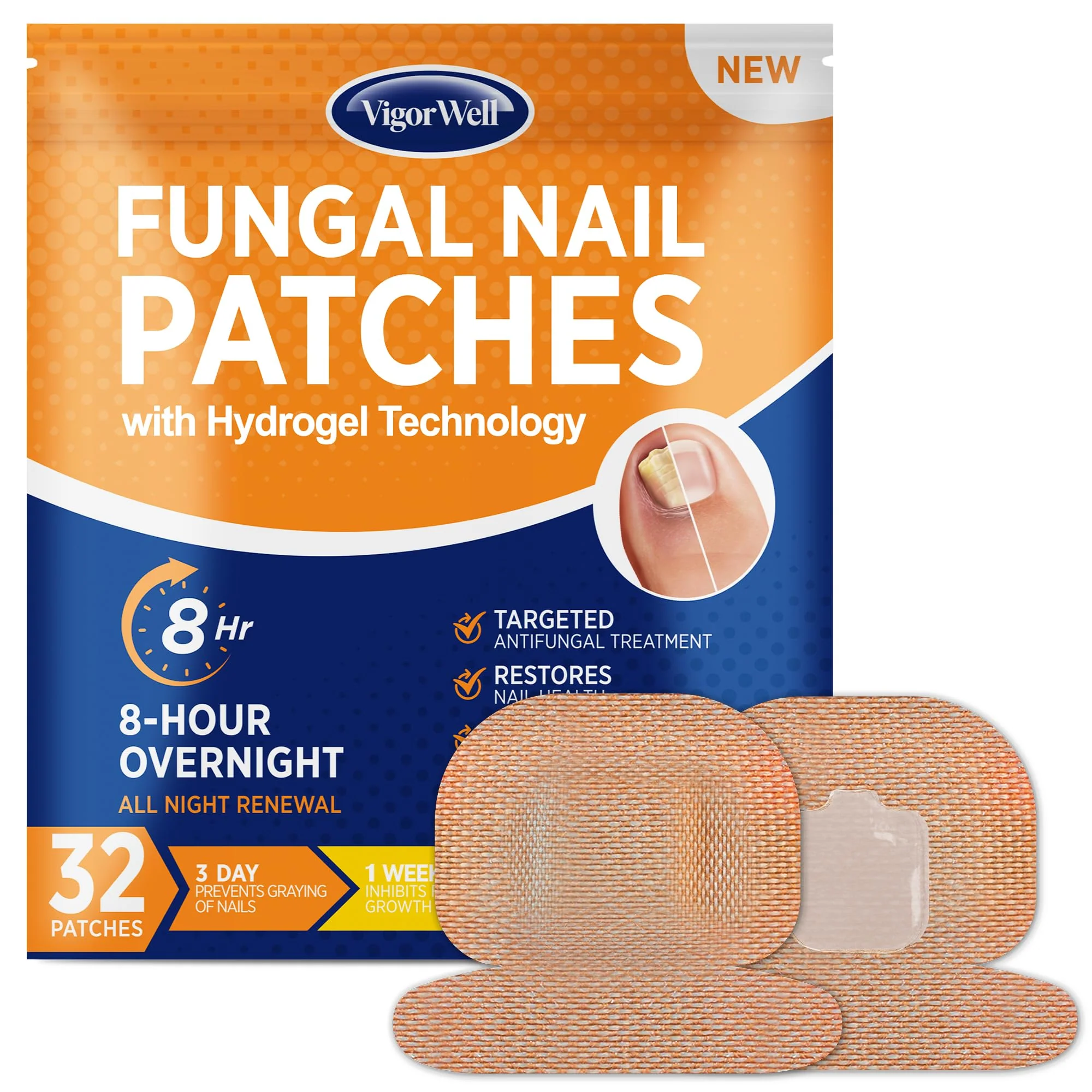 Responsible Toenail Fungus Treatment Extra Strength - Medium 32 Nighttime Hydrogel Patches for Overnight Toenail Repair - Visible Results in 8 Hours - Fungal Innovative