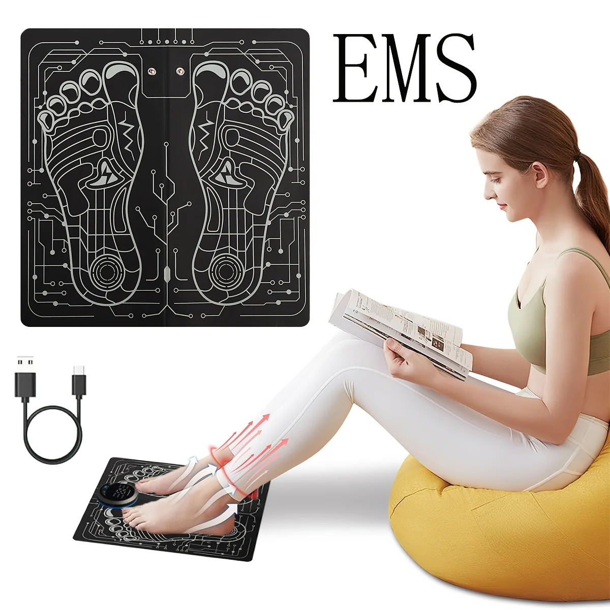 Breathable EMS Massage Foot Pad - Muscle Relaxer Adjustable Modes Carefully Designed
