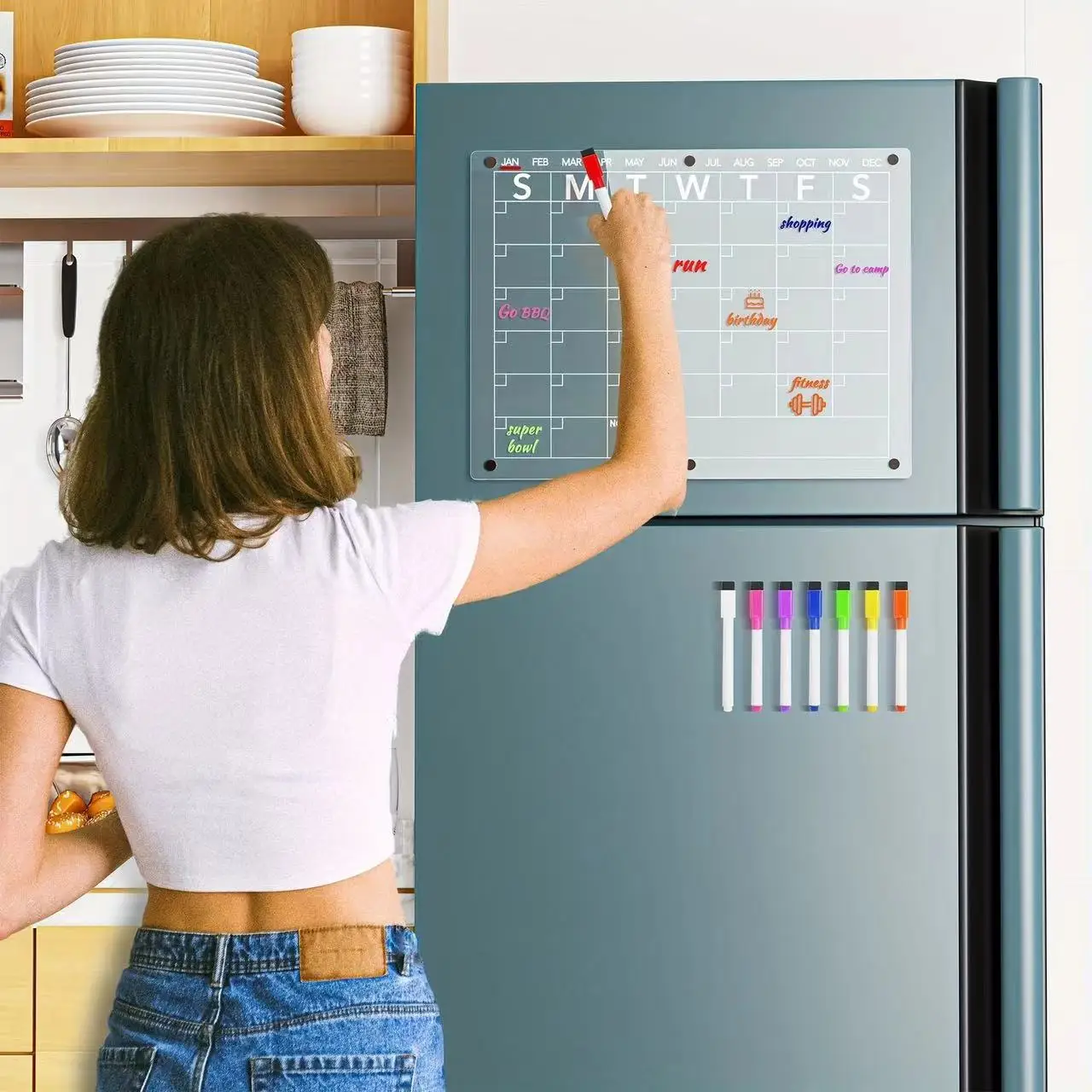 Trendy Magnetic Dry Erase Calendar for Fridge - Monthly Weekly Planner Traditional