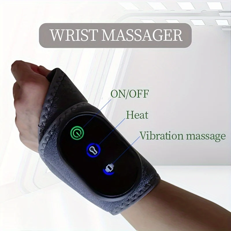 Green Wrist Vibration Massager Heated Gray Portable Advanced