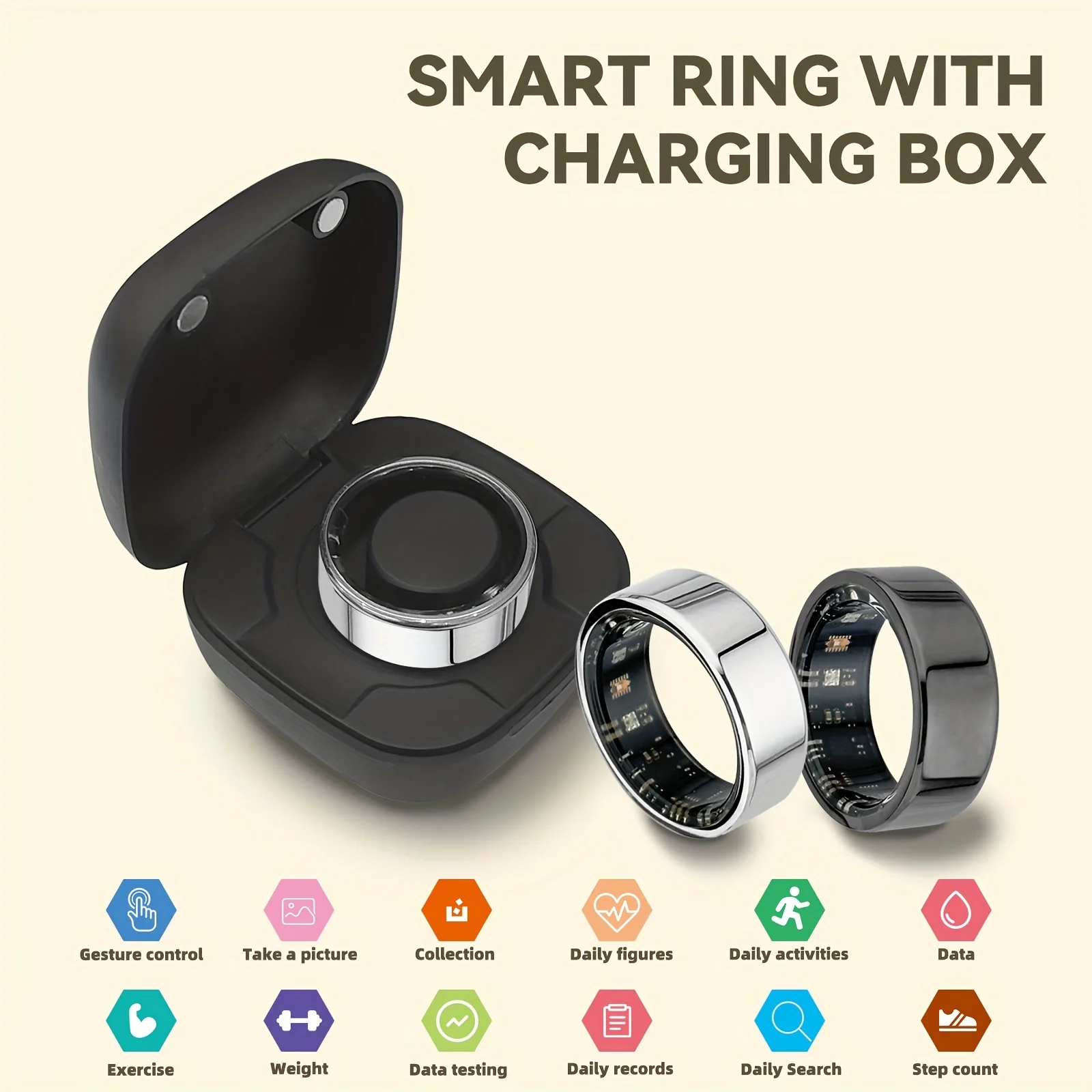 Healthy Smart Ring - Fitness Sleep Activity Tracker for iPhone Android Pure