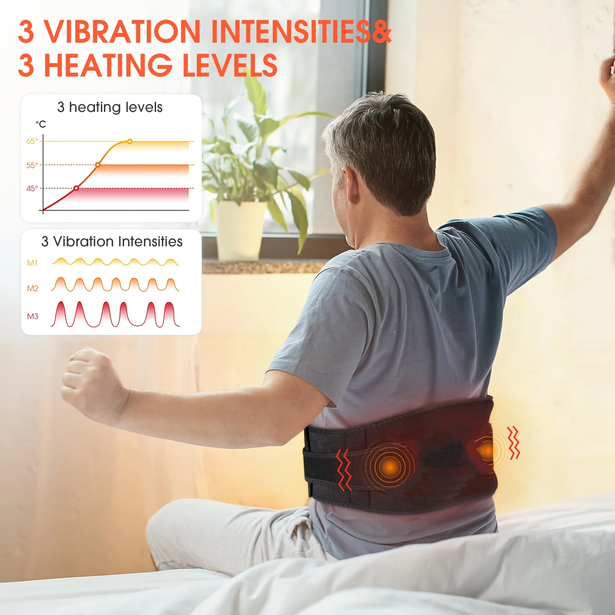 Environmentally Friendly Cordless Heating Massager Wrap - Rechargeable Back Support Smart