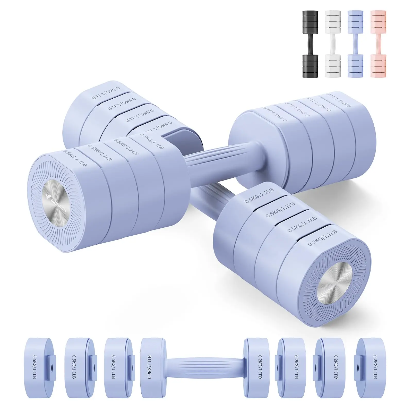 Flexible MERACH 4-in-1 Adjustable Dumbbell Weight Set for Women 2-Pack Classic