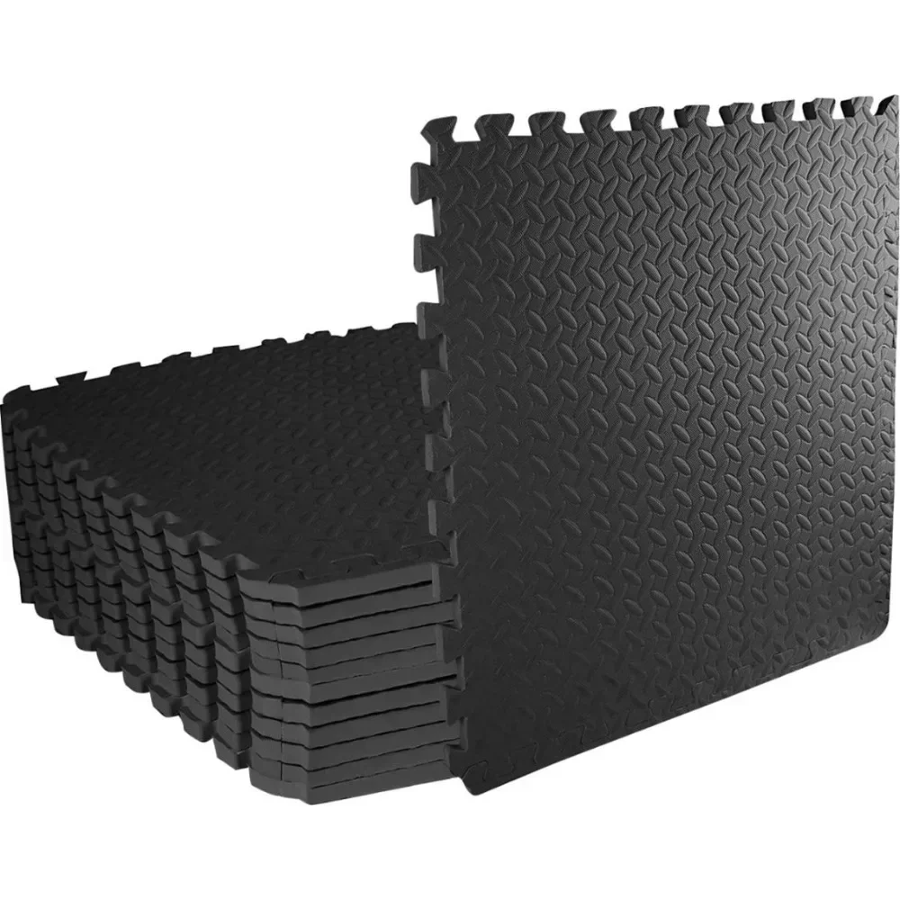 Top-Quality 48' Gym Flooring Exercise Mats - Black Elite