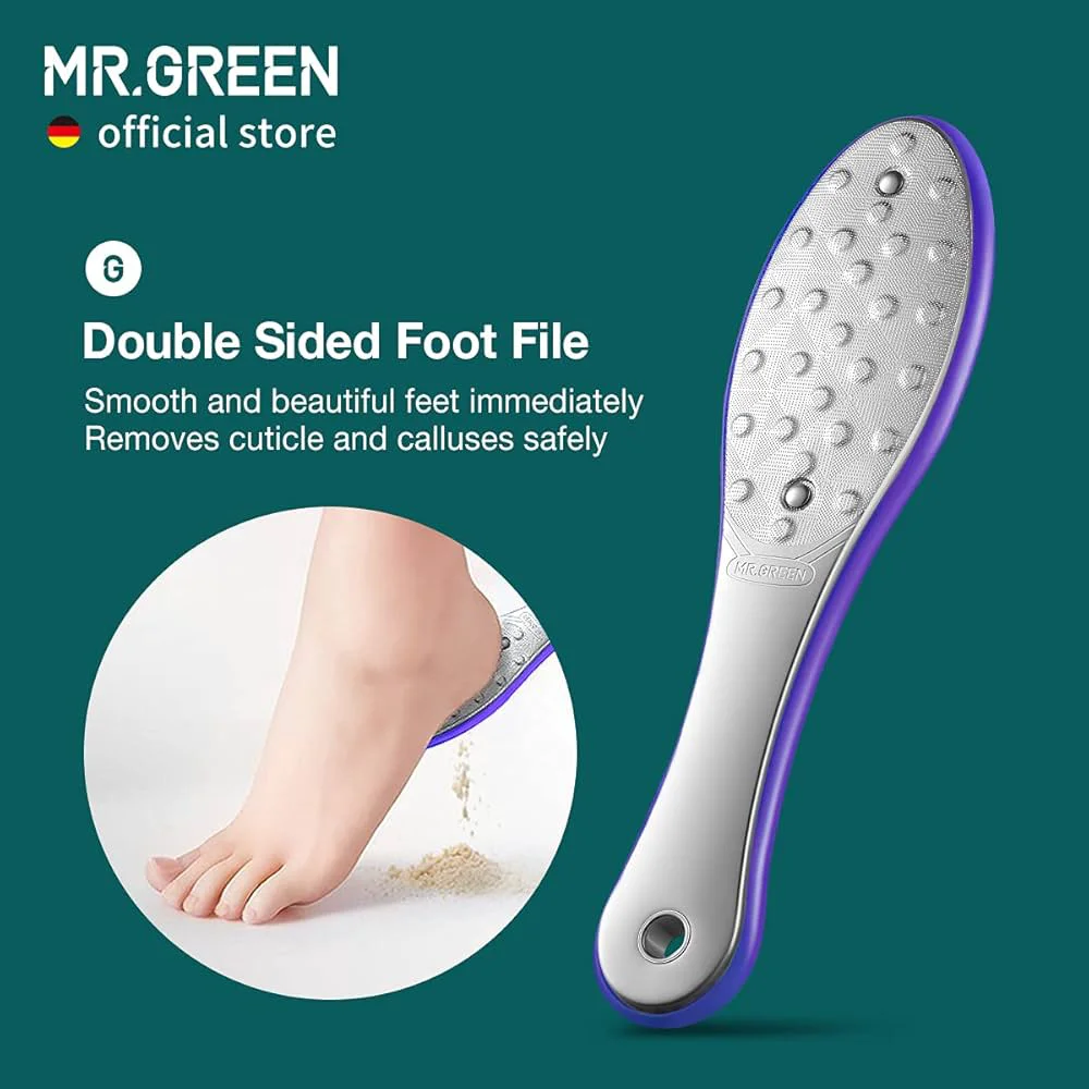 Green MR.GREEN Stainless Steel Foot File Callus Remover Set Premium Material