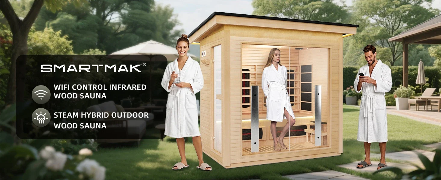 Detailed 3-4 Person Hybrid Home Sauna Far Infrared Steam WiFi Control Red Light TherapySPECIFICATIONS3-4 Person Hybrid Sauna4-5 Person Hybrid Sauna Superior