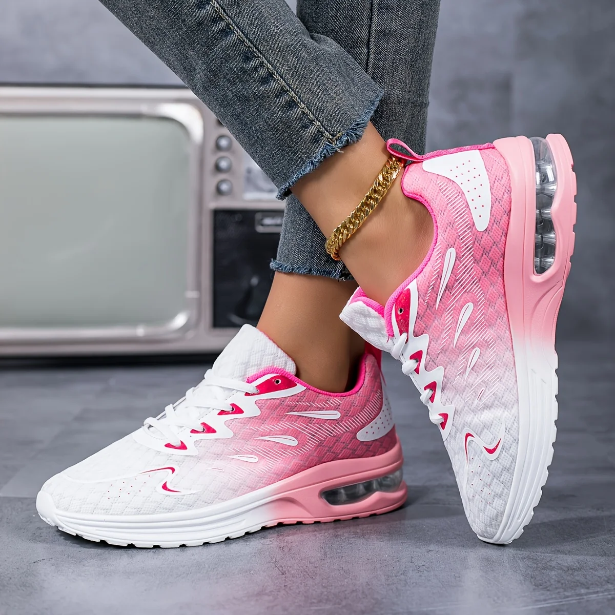 Selected Women's Orthopedic Sneakers Lightweight Non-Slip Breathable Gradient-Effect w Air Unit