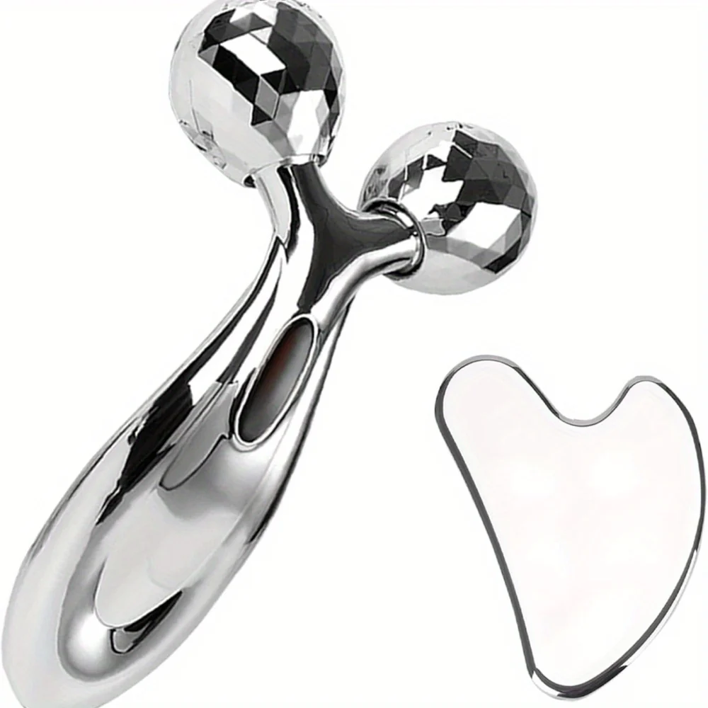 Fast Stainless Steel Gua Sha Face Roller Set for Sculpting Green