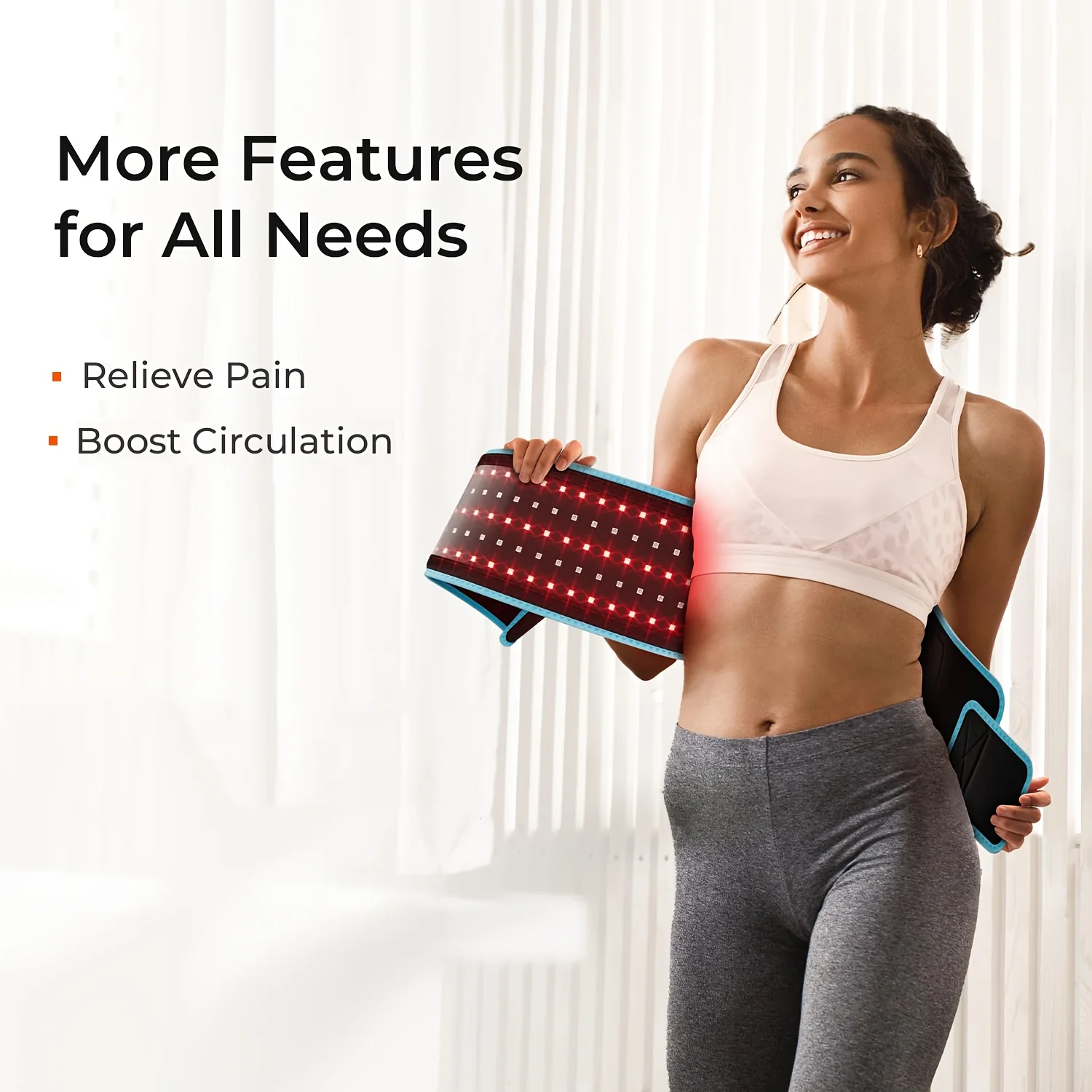 Superior 100 LED Red Light Infrared Massage Belt - Muscle Relief Adjustable Durable