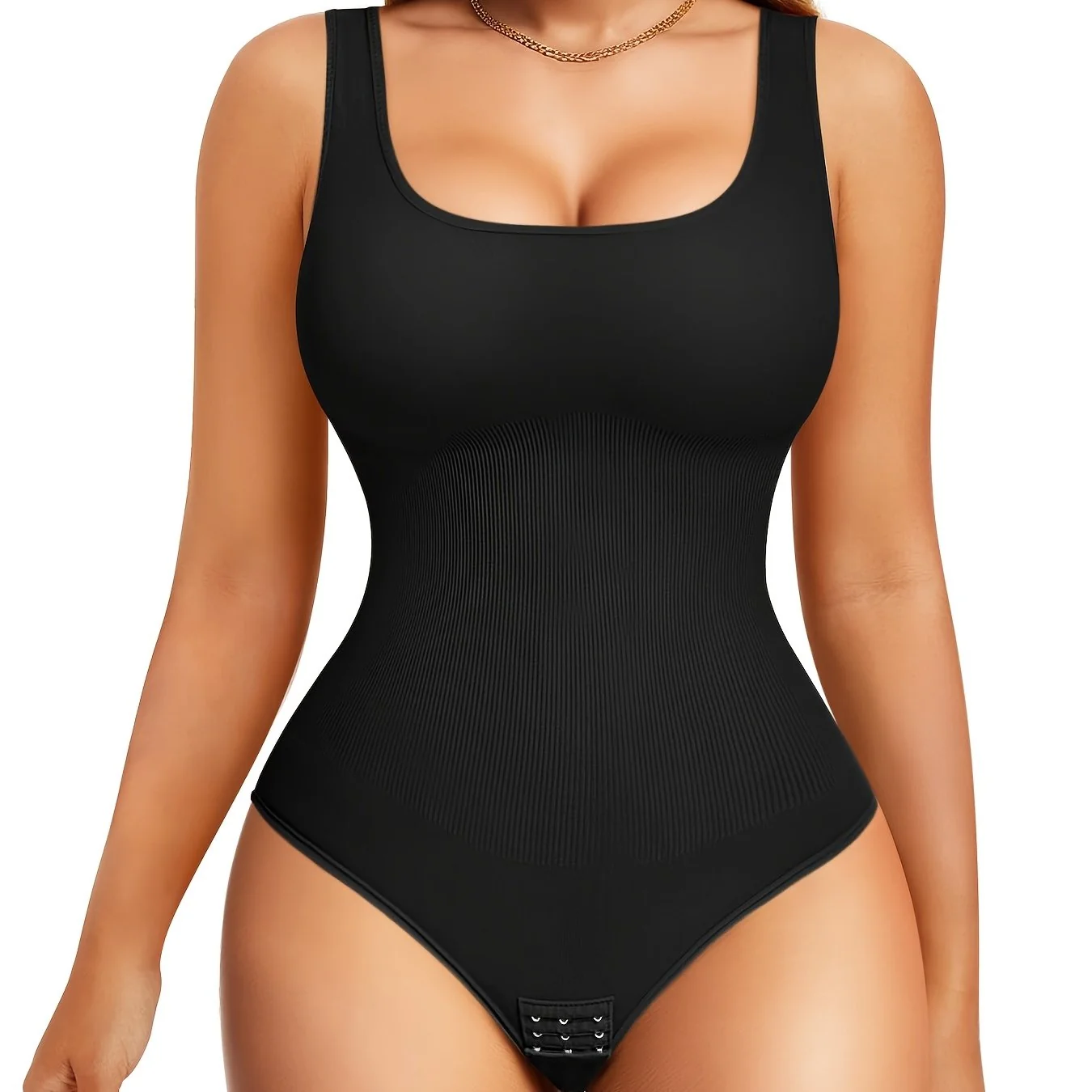 Sophisticated Women's Waist Trainer Square Neck Tummy Control Bodysuit Shapewear Enhanced