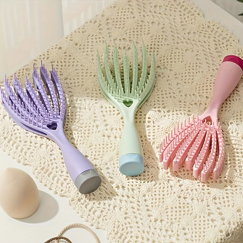 Natural Scalp Massage Comb Brush – Soft Portable No-Knot Detangler