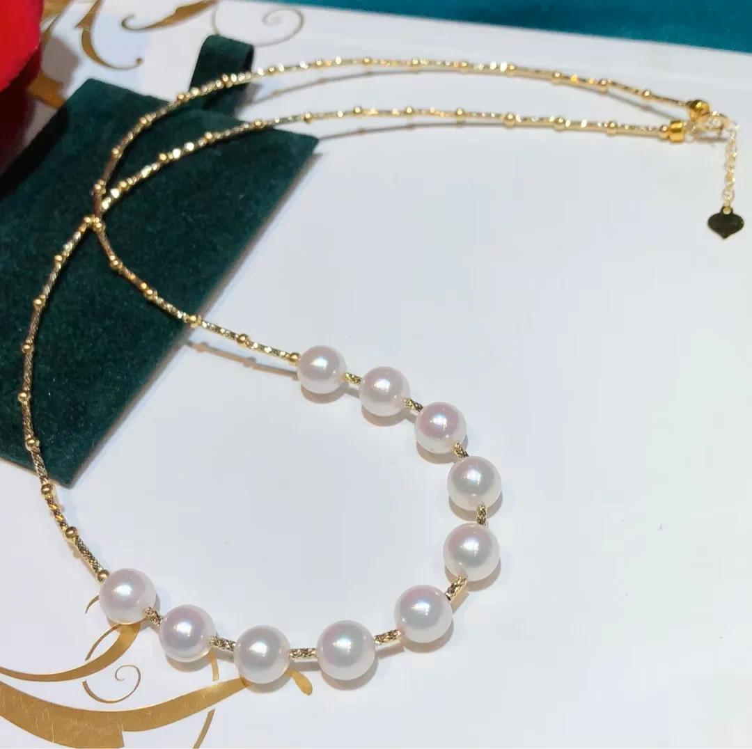 Expertly Made Luxury Fashion 18K Gold Akoya Pearls Pendant Necklace Bracelet Fine Jewelry for Women Original