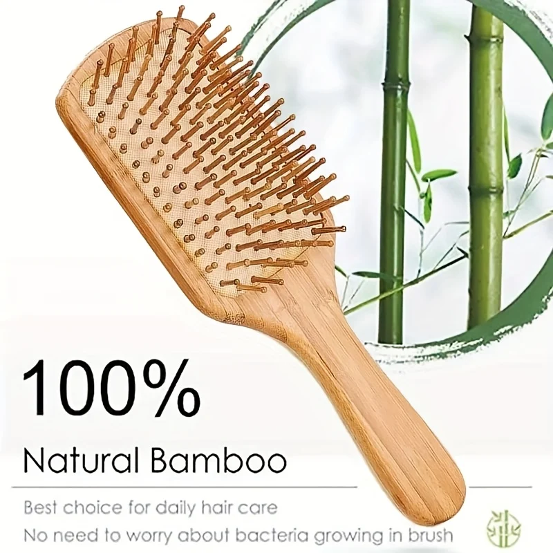 Classic Bamboo Massage Brush – Gentle Detangle and Style Tool Pure