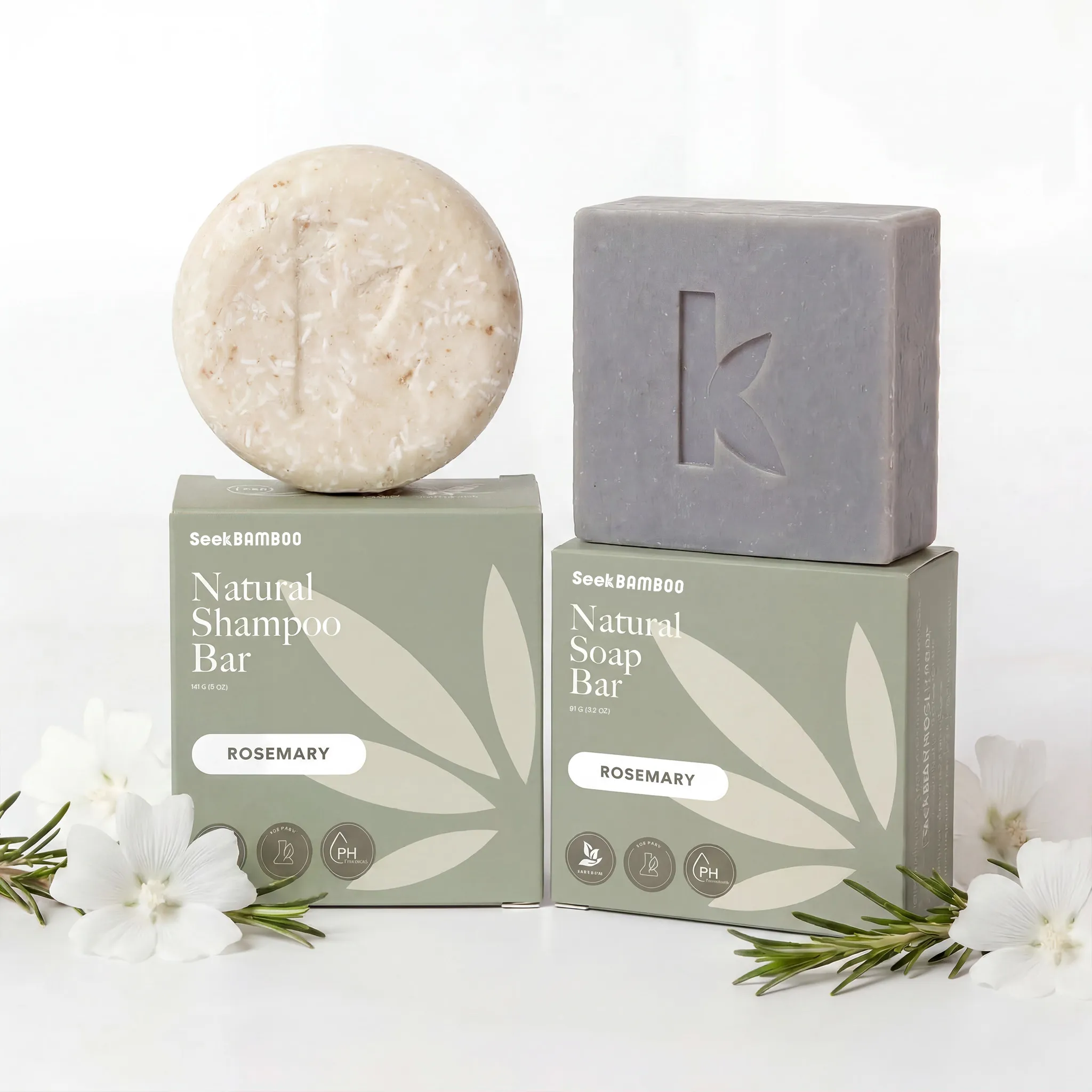 Recyclable Rosemary Shampoo and SoapRosemary Shower Bundle Trendy