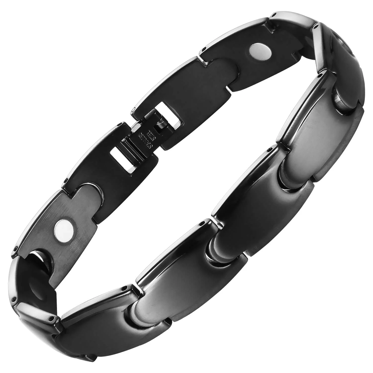 Expertly Made Stainless Steel Magnetic Bracelet. Black Color. Model B042MB Efficient