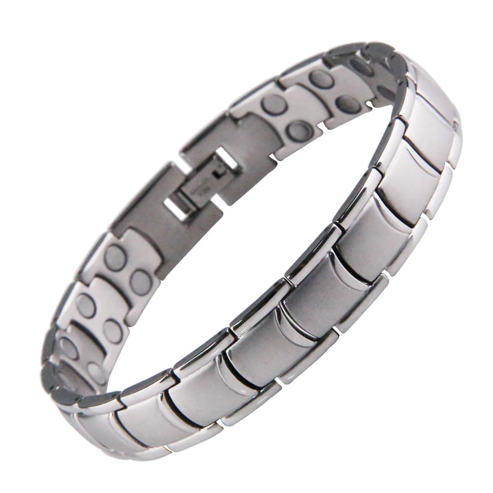 Genuine Stainless Steel Magnetic Power Bracelet. Silver Color. Model B011S Professional