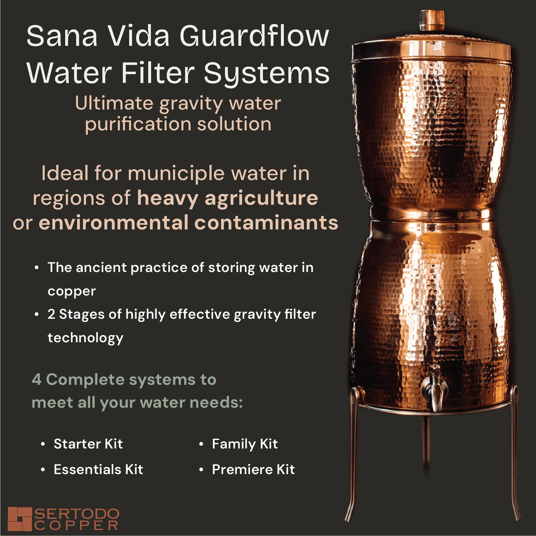 Trendy Sana Vida GuardFlow Copper Water Filtration System Natural