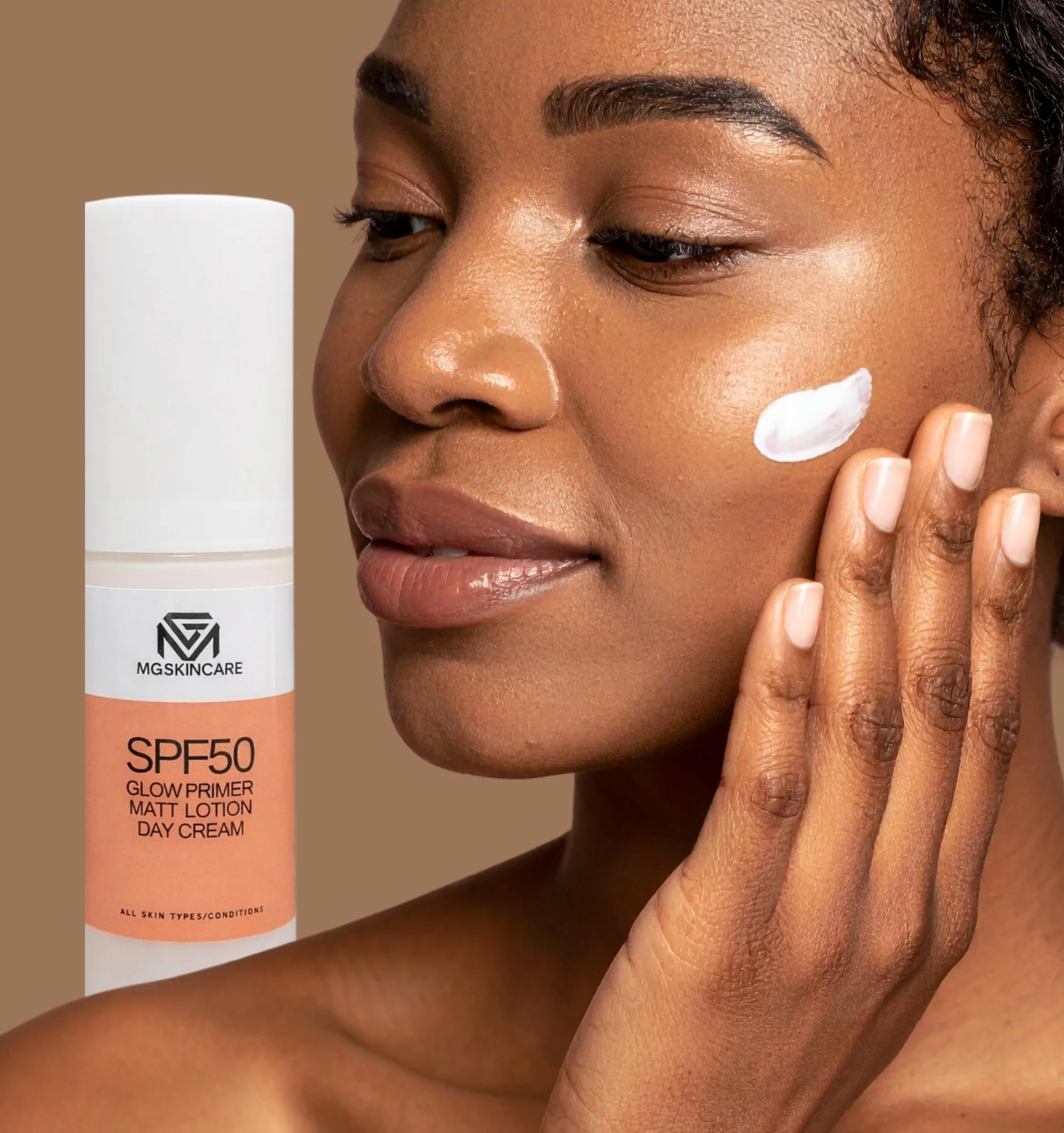 Green MG Skincare SPF50 Matt Lotion - Dark Skin Tones - 50ml Fine Crafted