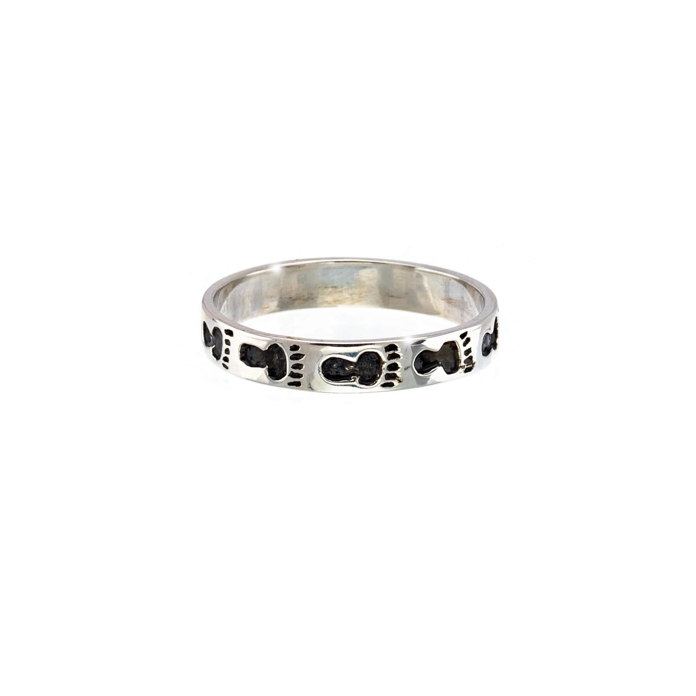 Comfortable Sterling Silver Footprints Band Ring Specialty
