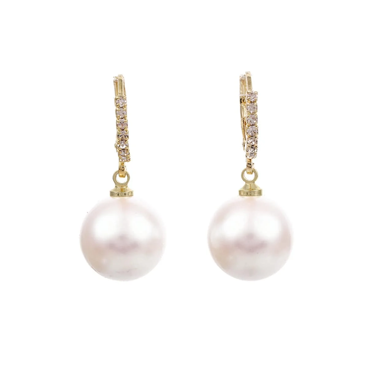 Quality Cubic Zirconia Pearl Huggie Drop Earrings Consistent